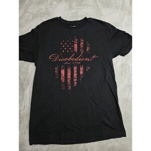 BC Limited Shirt Mens Large Black Disobedient Since 1776 Flag Patriotic Tee